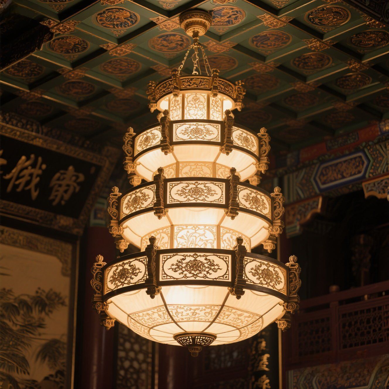 菩萨会所养生馆大吊灯禅意大殿寺庙佛堂中式宫廷佛系灯具宋代美学